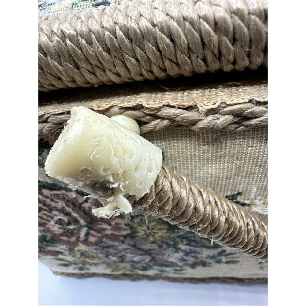 Tapestry Floral Woven  Sewing Basket Box Azar Made In Taiwan  Vintage